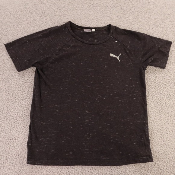 Puma Shirt Mens M Charcoal‎ Gray Heather Logo Short Sleeve Soccer - Picture 1 of 10